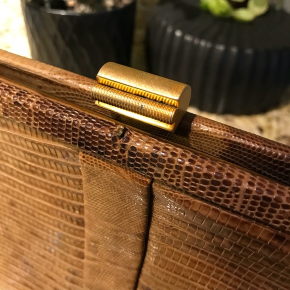 Palizzio Vintage 1960’s Lizard Leather Clutch/Purse